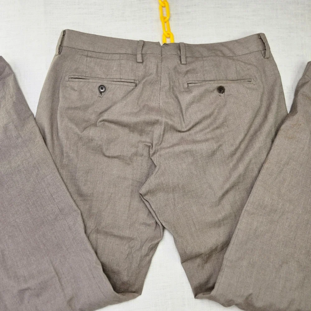 Bonobos Slim Chinos 33x34 Mens Tan Brown Stretch Cotton Trousers Business Casual